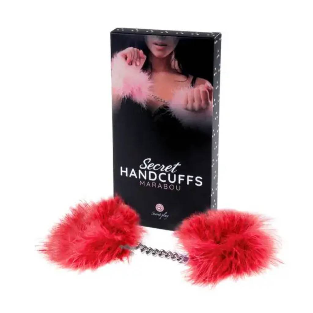 GOUNINES-XEIROPEDES-RED Secretplay - Χειροπέδες Πούπουλο - Κόκκινο - Image 1