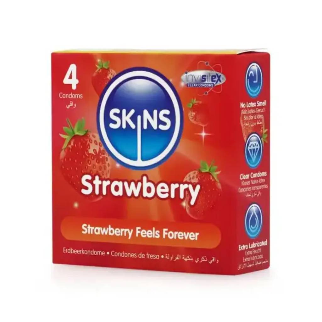 Skins condom strawberry Skins Προφυλακτικά Φράουλα 4 τμχ - Image 1
